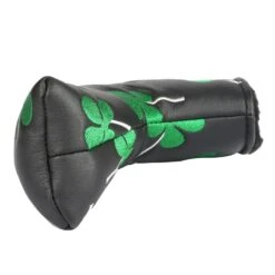 Volf Golf Black Synthetic Leather Shamrock Putter Cover -Golf Sales Shop VolfGolfHeadcovers BlackShamrockBladePutter4